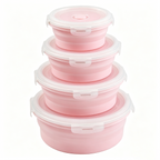 Round silicone folding portable lunch box