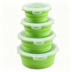 Round silicone folding portable lunch box