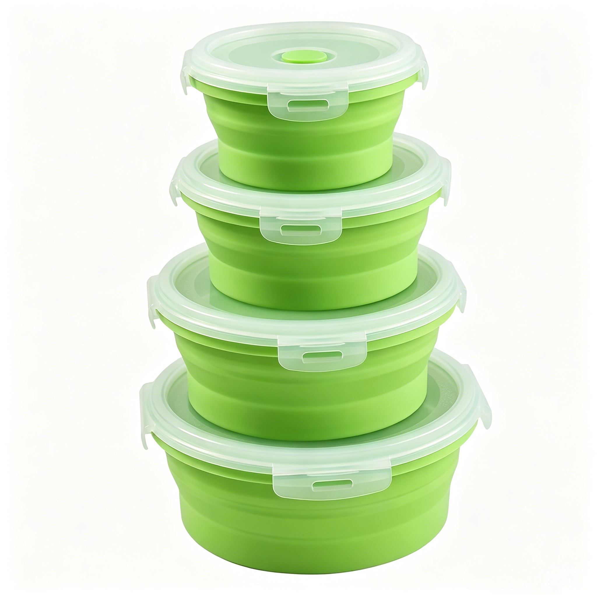 Round silicone folding portable lunch box