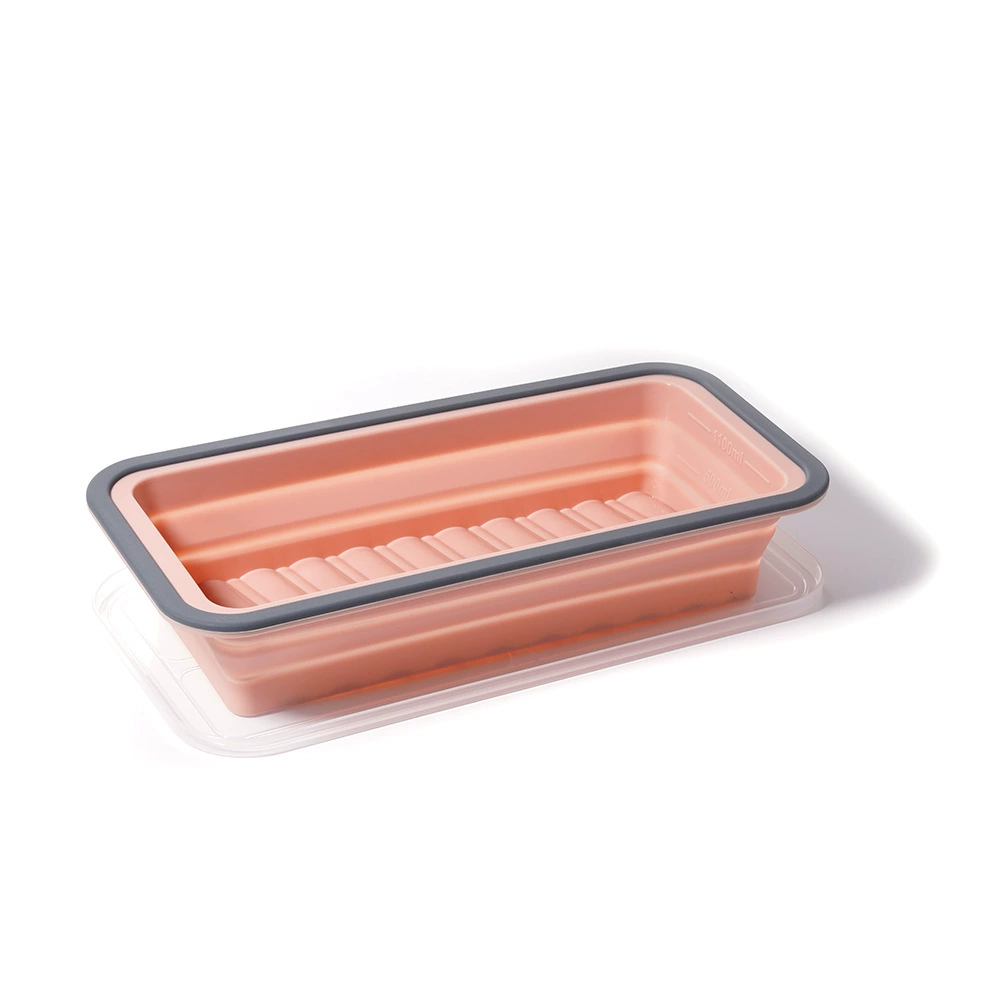 Square layered foldable silicone freezer lunch box