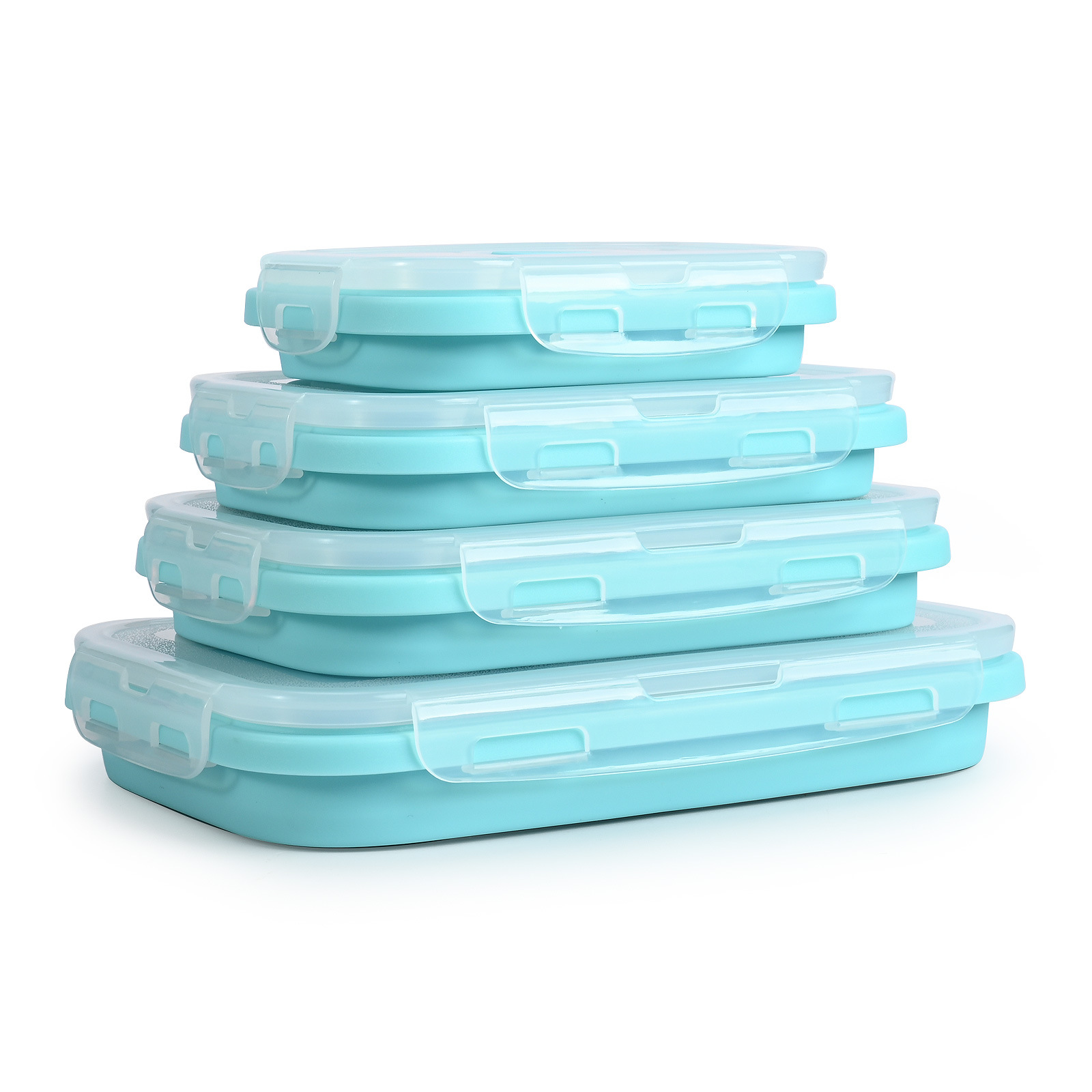 Foldable silicone lunchbox set, compressible travel bowl
