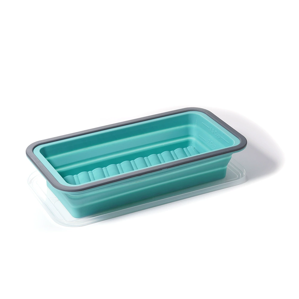 Square layered foldable silicone freezer lunch box