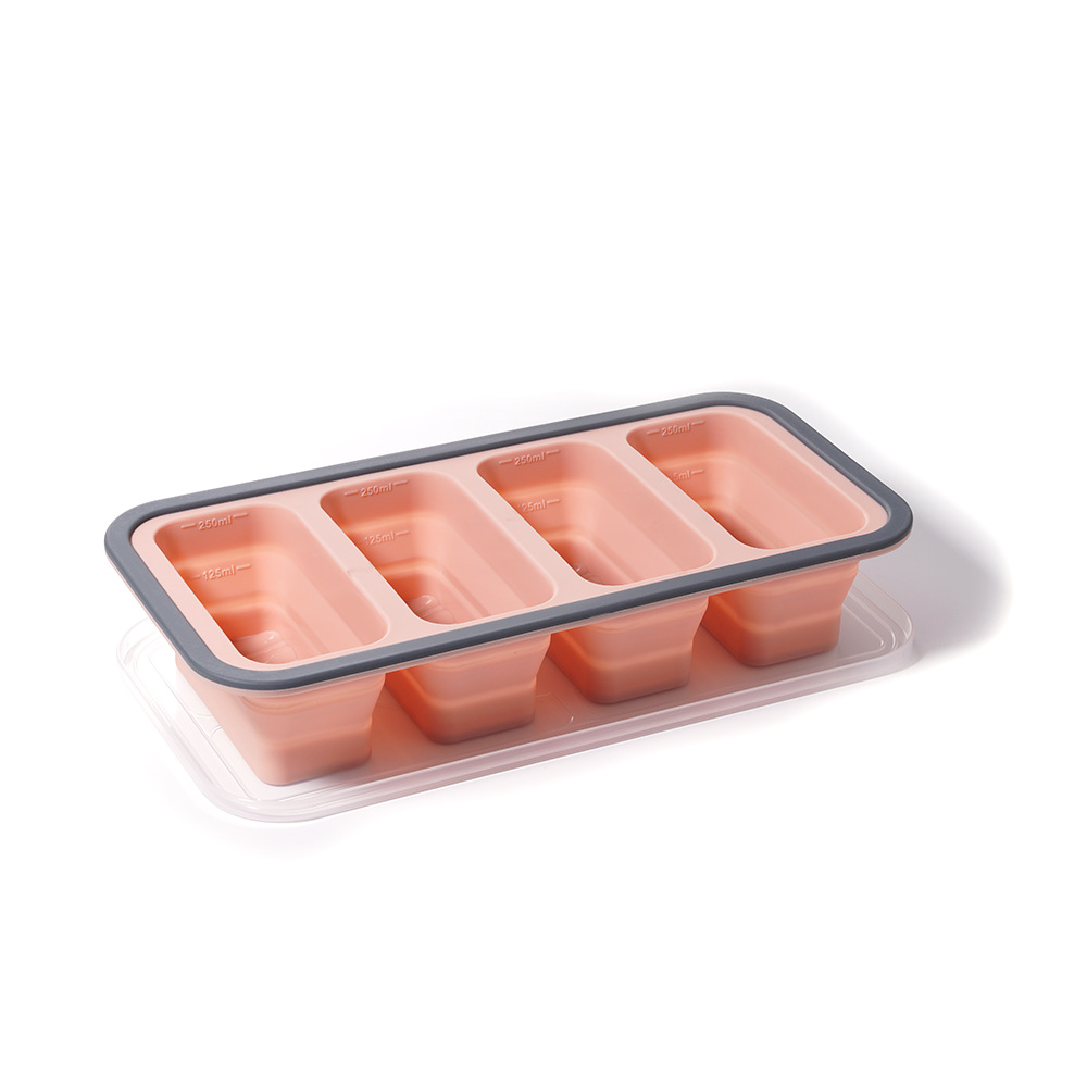 Square layered foldable silicone freezer lunch box