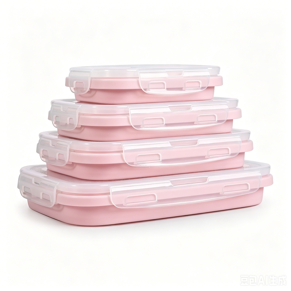 Foldable silicone lunchbox set, compressible travel bowl