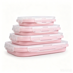 Foldable silicone lunchbox set, compressible travel bowl