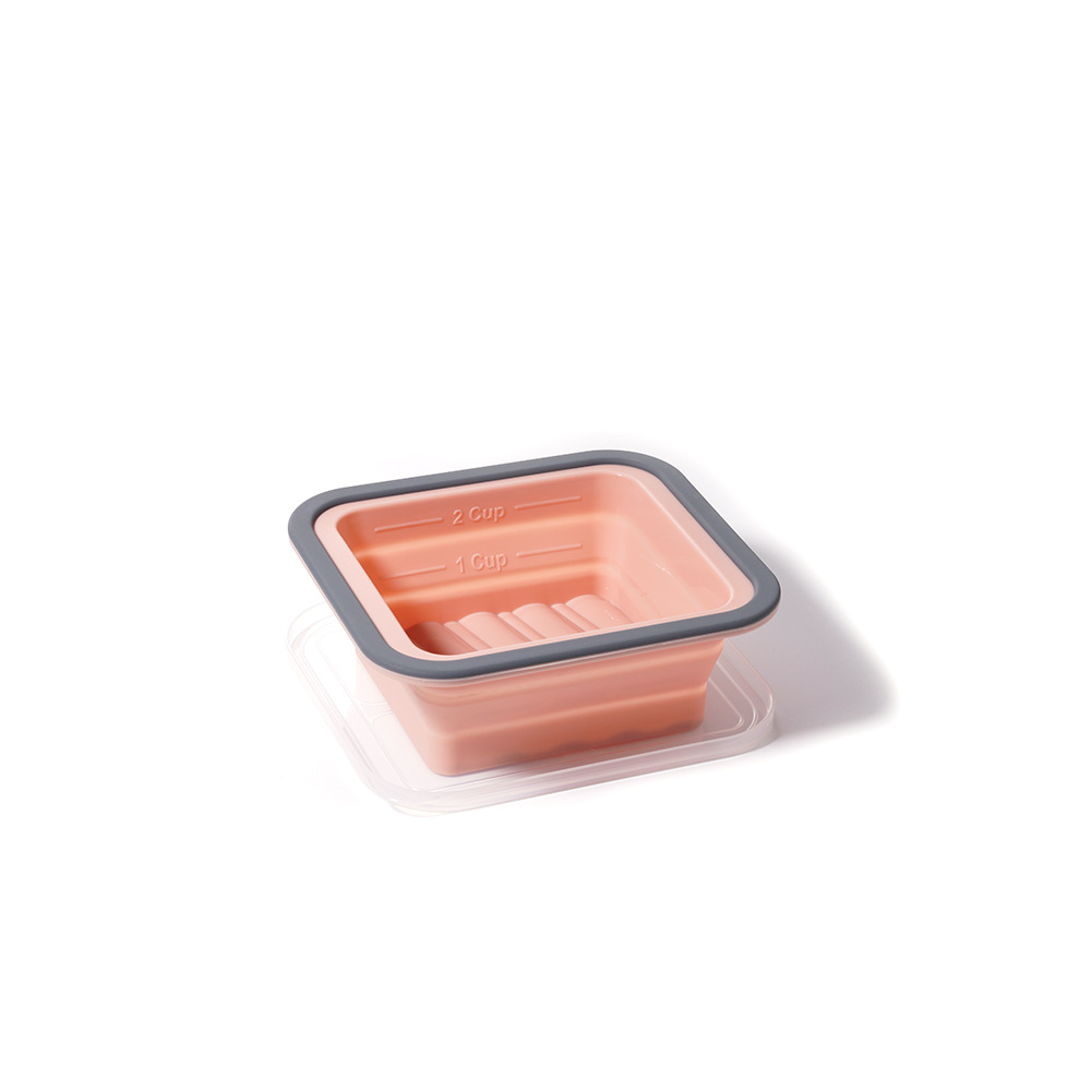 Square layered foldable silicone freezer lunch box