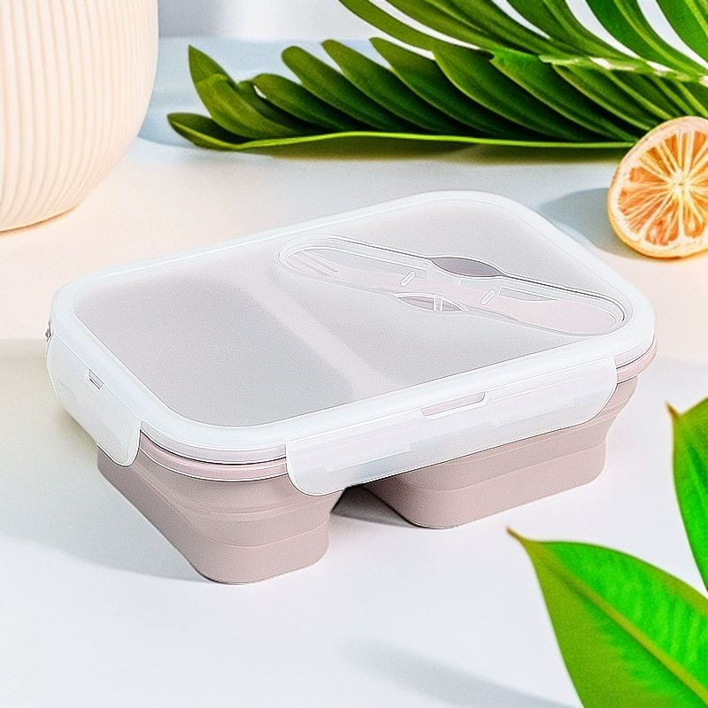 Silicone folding lunch box, microwave-safe and easy to store