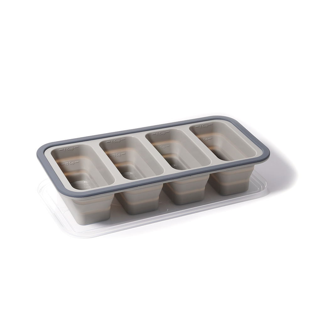 Square layered foldable silicone freezer lunch box
