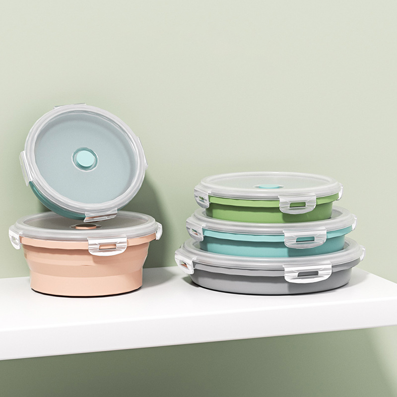 Foldable silicone picnic fruit lunch box