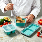 Square layered foldable silicone freezer lunch box
