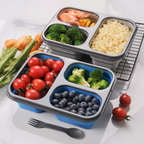 Foldable three-compartment silicone large-capacity lunch box