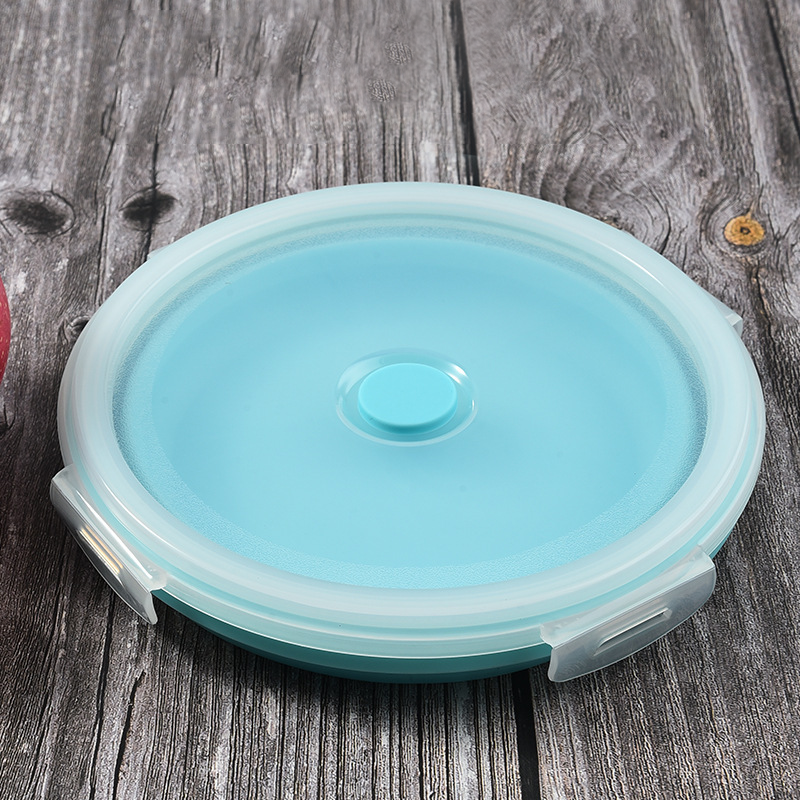 Round silicone folding portable lunch box