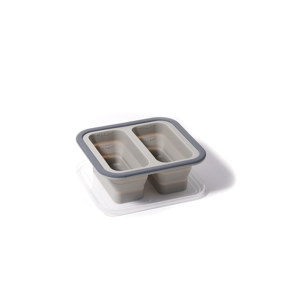 Square layered foldable silicone freezer lunch box