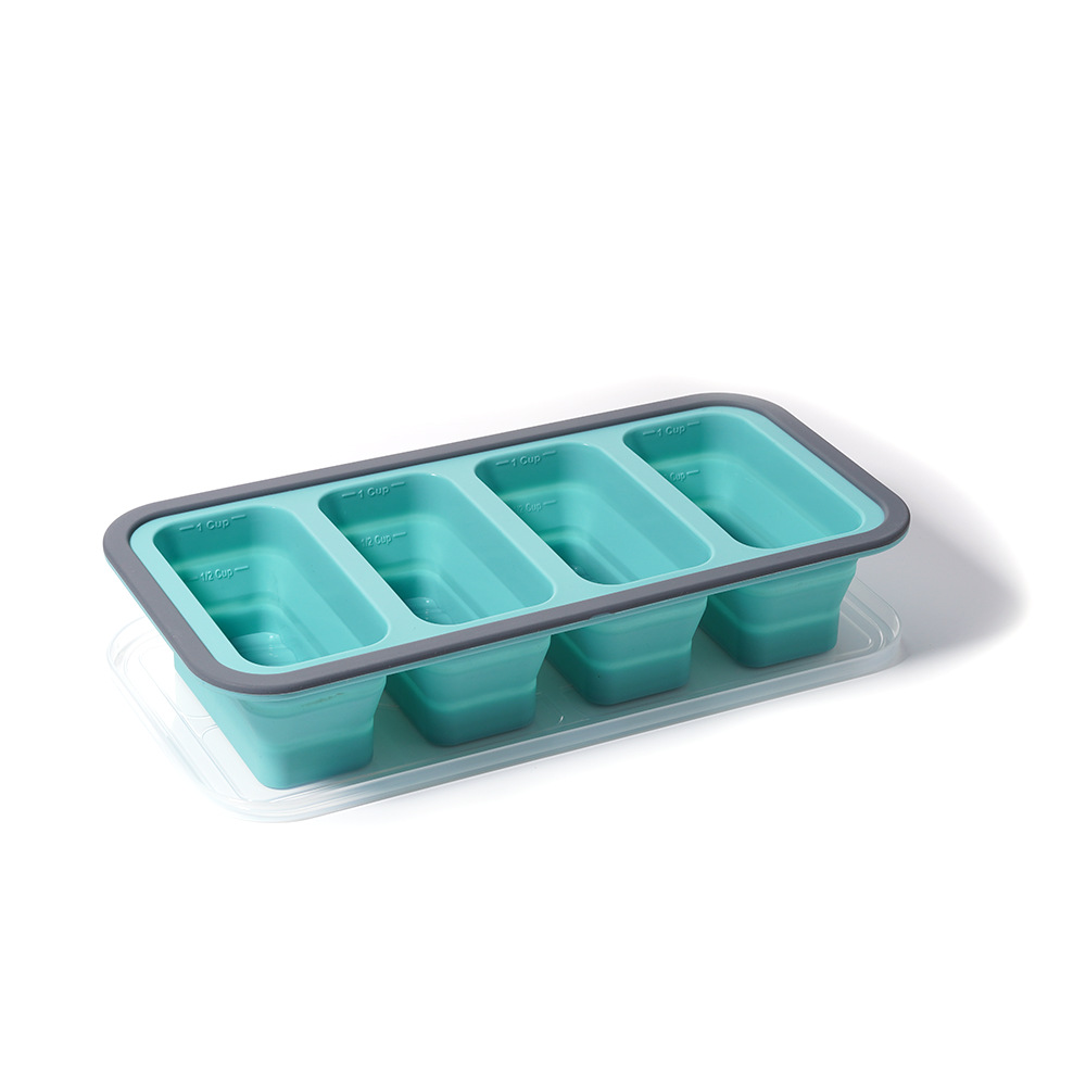 Square layered foldable silicone freezer lunch box