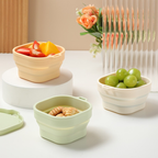 Portable silicone outdoor travel silicone folding square bowl lunch box cutlery set
