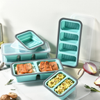 Square layered foldable silicone freezer lunch box
