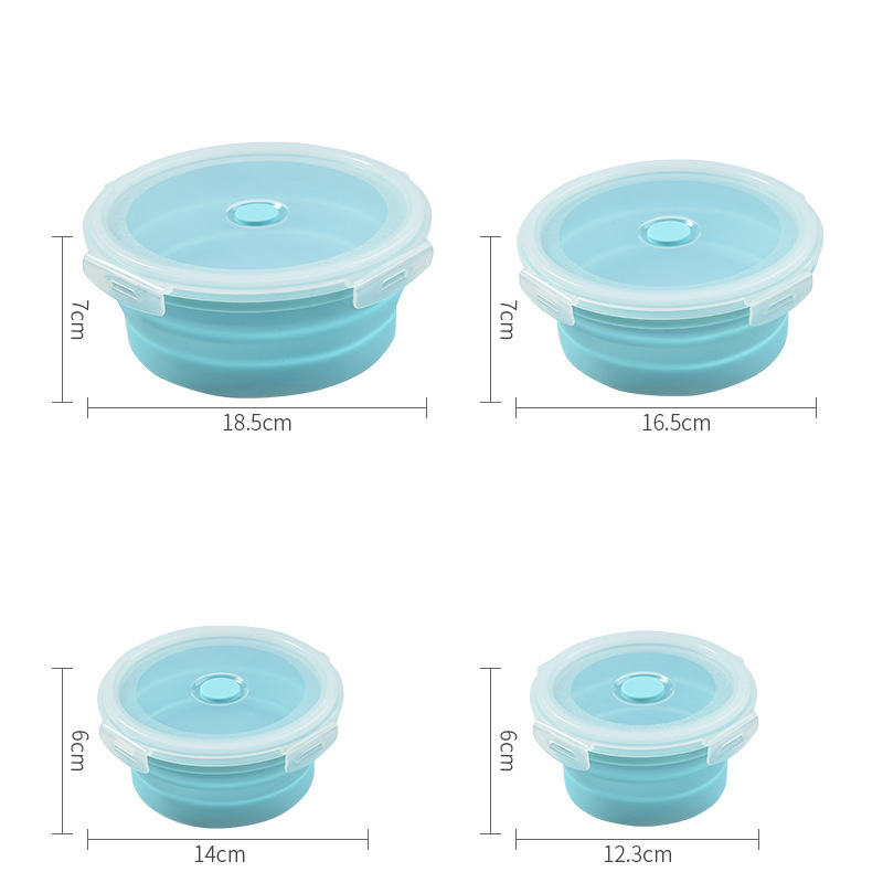 Round silicone folding portable lunch box
