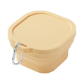 Portable silicone outdoor travel silicone folding square bowl lunch box cutlery set
