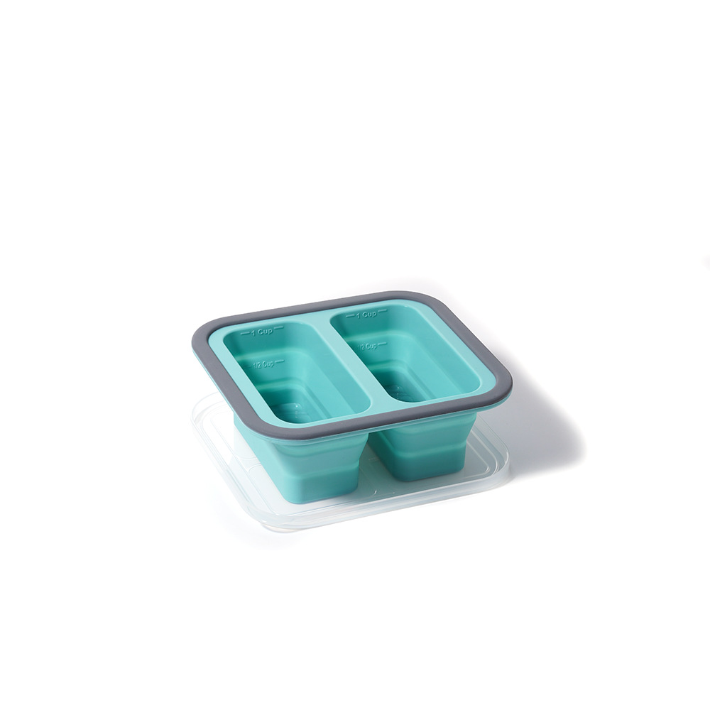 Square layered foldable silicone freezer lunch box