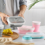 Foldable silicone lunch box and water cup set