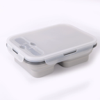 Foldable three-compartment silicone large-capacity lunch box