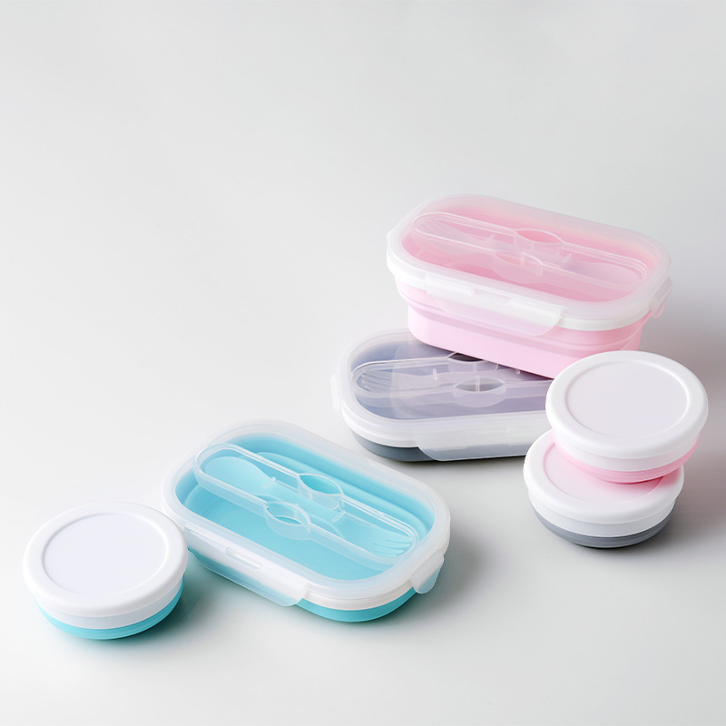 Foldable silicone lunch box and water cup set