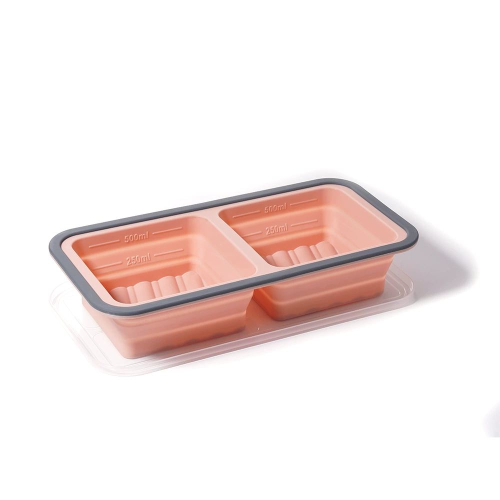 Square layered foldable silicone freezer lunch box