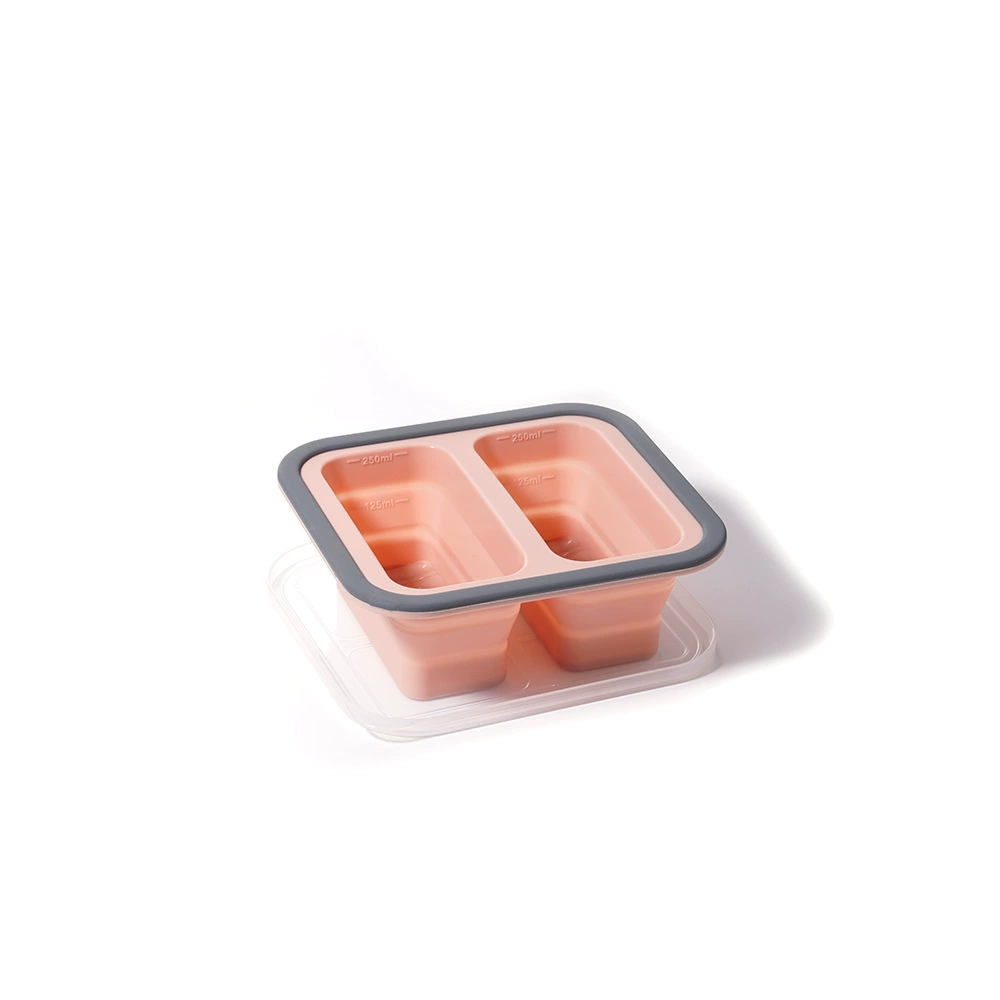 Square layered foldable silicone freezer lunch box