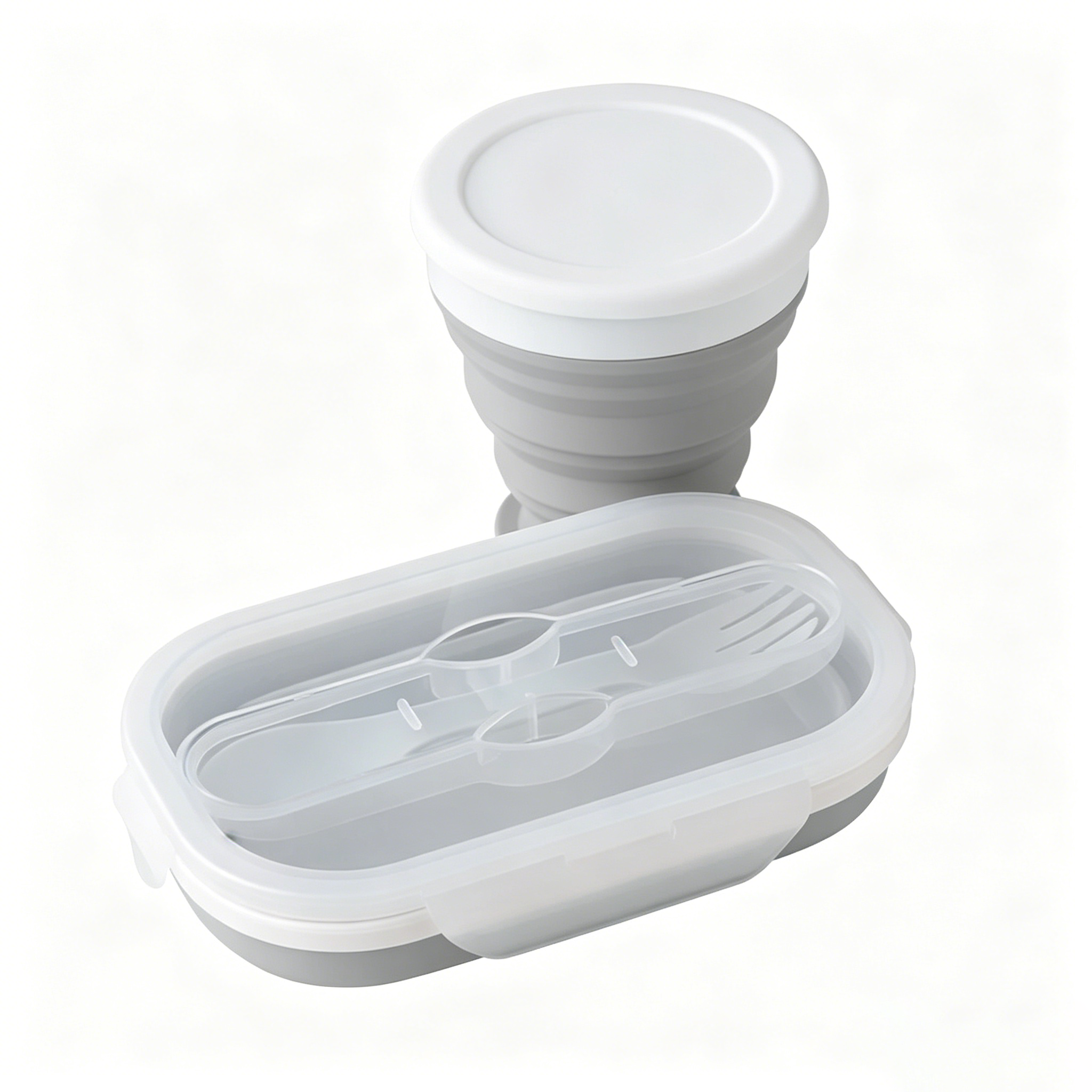 Foldable silicone lunch box and water cup set