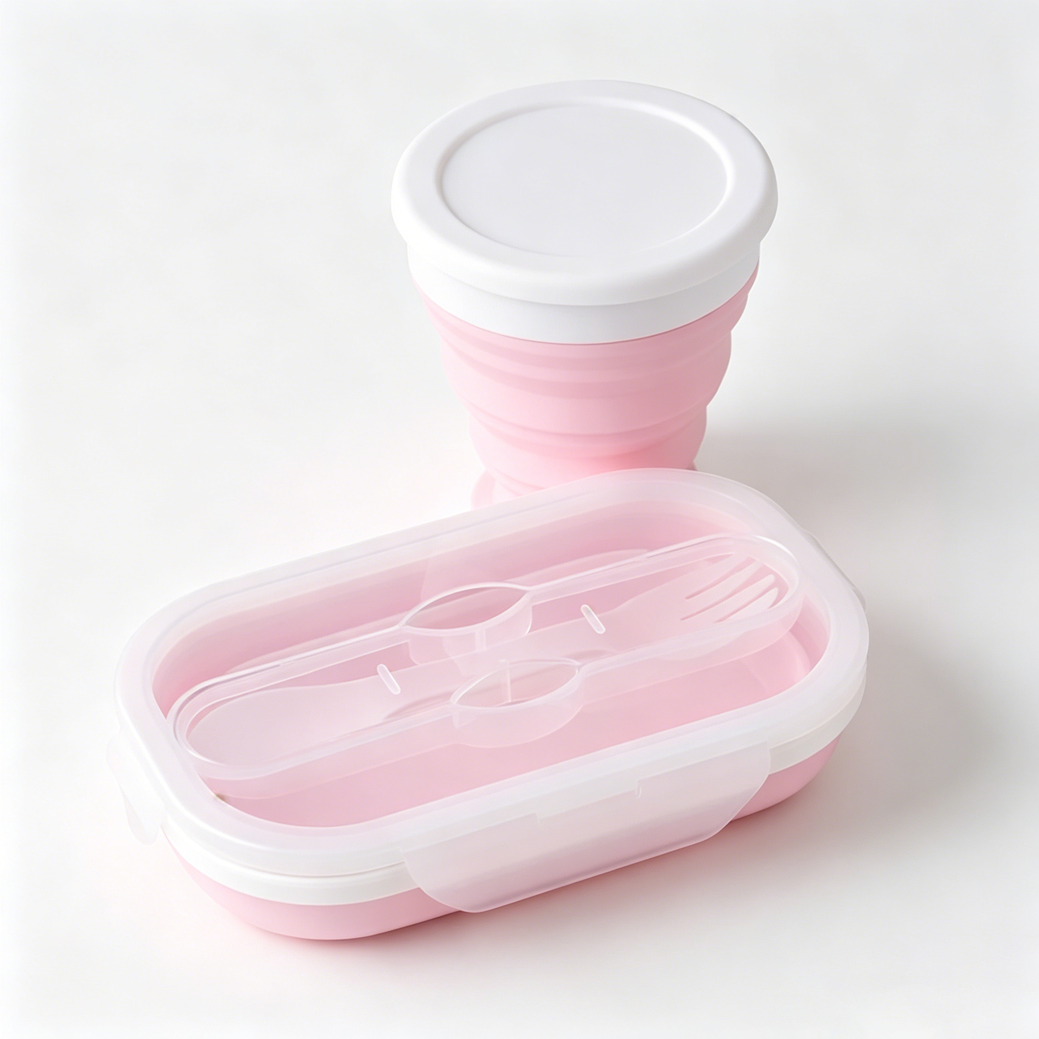Foldable silicone lunch box and water cup set