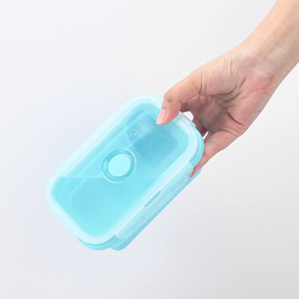 Foldable silicone lunchbox set, compressible travel bowl